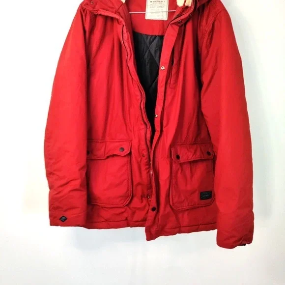 DB Supply Jacket Men XL Red Parka Sherpa Hood Military Insulated Waterproof Barn - Picture 4 of 13